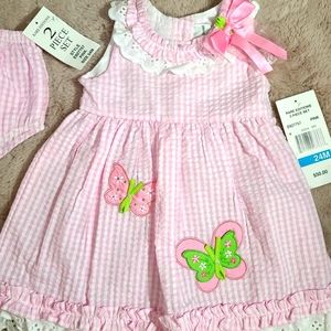 24 MO Pink check dress with diaper cover